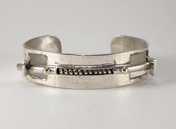 Sterling Silver Bracelet Cuff with Gold Details by Fred Tate