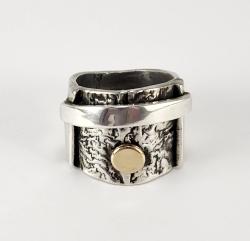 Sterling Ring with Gold Circle Size 6.5 by Fred Tate