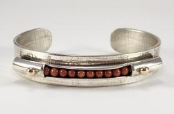 Sterling Silver and Coral Cuff w/ 14k by Fred Tate