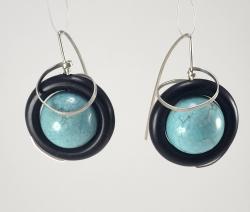 Ebony and Turquoise Earrings by Fred Tate