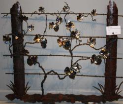 Metal Barbed Wire Fence With Grape Vines by Jack Wolfsen