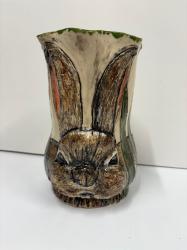 Vase With Rabbit In Grass by Gloria Cates