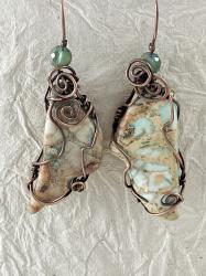 Jasper wire wrapped earrings by Vicki Davis