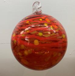 Red with Red and Orange Spots Orb by Ron and Chris Marrs