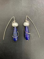 Lapis and Pearl Earrings by Fred Tate