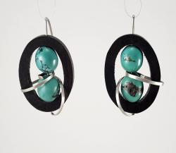Ebony and Turquoise Earrings by Fred Tate