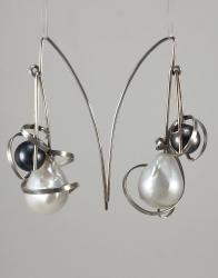 Tahitian and Sterling Silver Earrings by Fred Tate