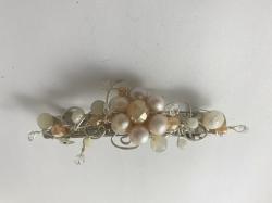 Peach Pearl Flower Barrette by Vicki Davis