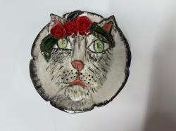 Small Hanging Cat Plate 4 by Gloria Cates