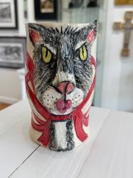 Vase With Cat Face by Gloria Cates