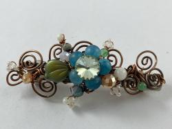 Blue flower barrette by Vicki Davis
