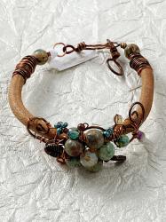 Leather & stone bracelet by Vicki Davis