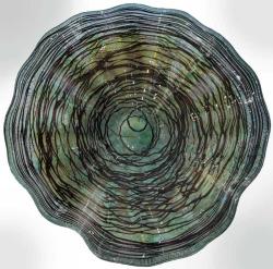 Turquoise with Black Striations Spinner by Ron and Chris Marrs