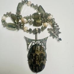 Pyrite & Pearls necklace by Martha Boles