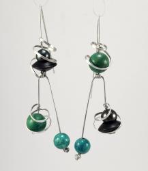 Turquoise and Ebony Double Drop Earrings by Fred Tate