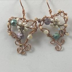 Intricate Heart & Flower earrings by Vicki Davis