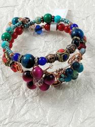 Red & blue wrap bracelet by Vicki Davis