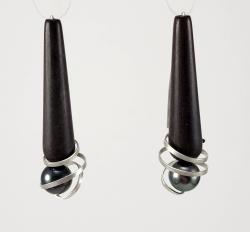 Tahitian Pearl and Ebony Earrings by Fred Tate