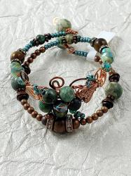 Turquoise flower wrap bracelet by Vicki Davis