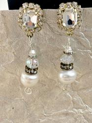 Pearl & Crystal earrings by Vicki Davis