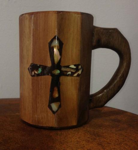 Wooden Coffee Mug With Cross by Joe Howard