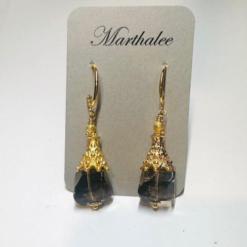 Smoky quartz earrings by Martha Boles