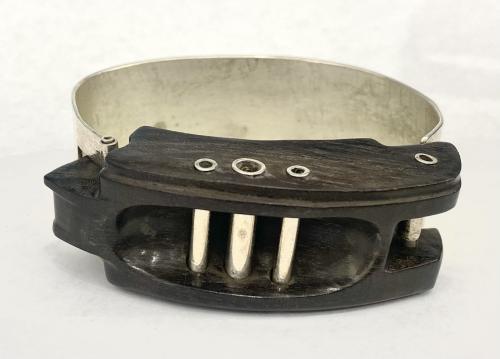 Ebony & sterling hinged bracelet by Fred Tate