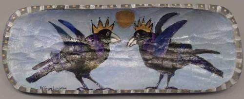 Crowned Crows Painted Dough Bowl by Kim%20Lanus
