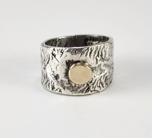 Sterling Silver and Gold Ring Size 6.5 by Fred Tate