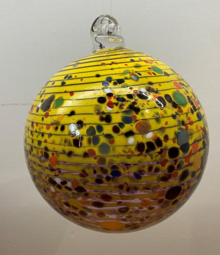 Yellow with Multicolored Speckles Orb by Ron and Chris Marrs