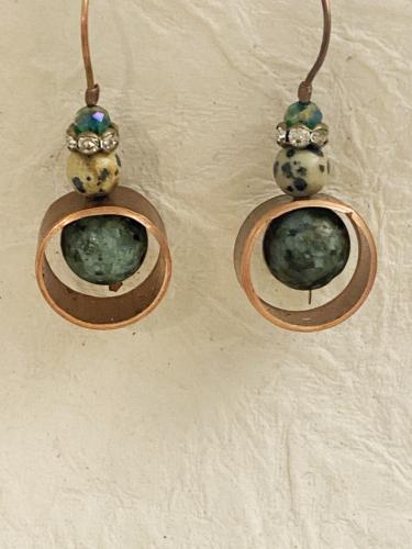 Jasper and copper earrigs by Vicki Davis