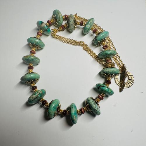 Turquoise & chain necklace by Martha Boles