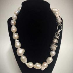 Baroque Pearl Necklace in Sterling Silver by Fred Tate