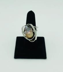 Baroque Pearl Sterling Silver Ring Size 8 by Fred Tate