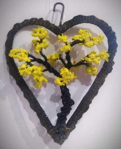 Yellow Tree Heart Ornament #10 by Jack Wolfsen