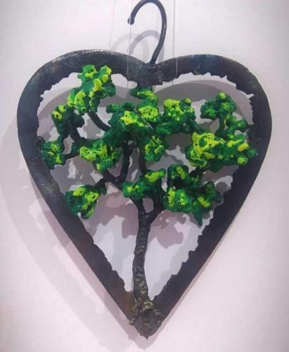 Dark Green Tree Heart Ornament #4 by Jack Wolfsen