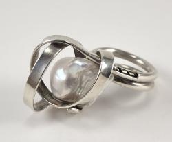 Baroque Pearl and Sterling Ring Size 8.5 by Fred Tate