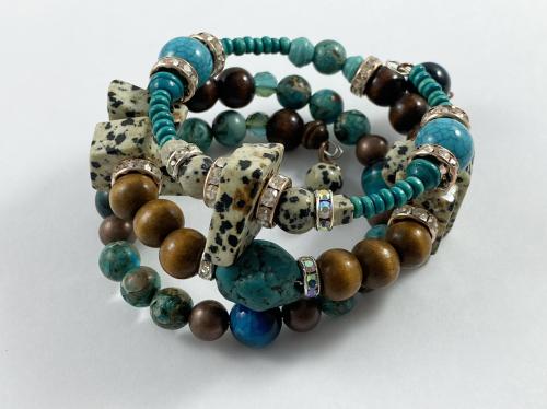 Turquoise & Jasper Wrap Bracelet by Vicki Davis