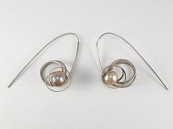 Double Coil Baroque Pearl Earrings by Fred Tate