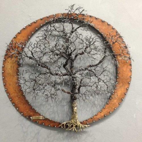 Barb Wire Tree In Oval #138 by Jack Wolfsen