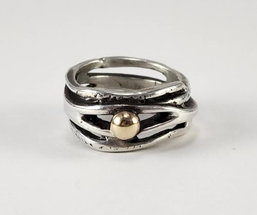 Sterling Silver and Gold Ring Size 5.5 by Fred Tate