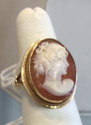 14K Gold shell cameo ring  1147CCS by Mary Saltarelli