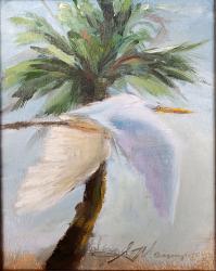 Egret/Palm by Susie Monzingo