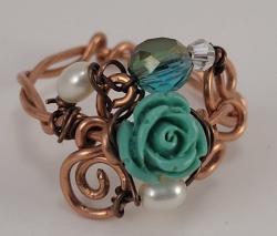 Turquoise rose Ring by Vicki Davis