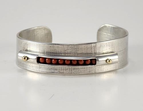 Silver and Coral Bracelet by Fred Tate