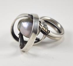 Baroque Pearl Sterling Silver Ring Size 5.5 by Fred Tate