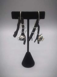 Black Coral and Tahitian Pearls Sterling Silver Earrings 2 by Fred Tate