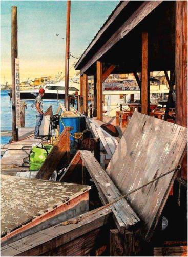 Docks at Port Aransas by Bob%20Cook