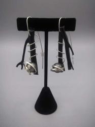 Black Coral and Tahitian Pearls Sterling Silver Earrings 1 by Fred Tate