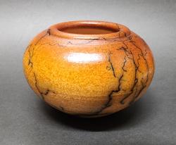 Small Burnt-Orange Horsehair Pot by Silas Bradley